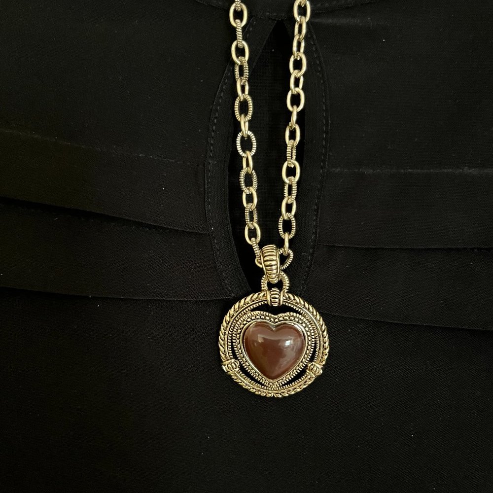 Brown Heart Necklace & Earrings Set